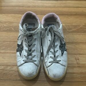 Golden Goose - Size 7. White with sparkle star and pink back. Great condition!